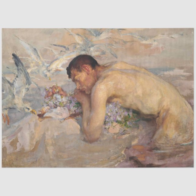 Papier Mousseline Homme Mermaid Vintage Art Plage (Recto)