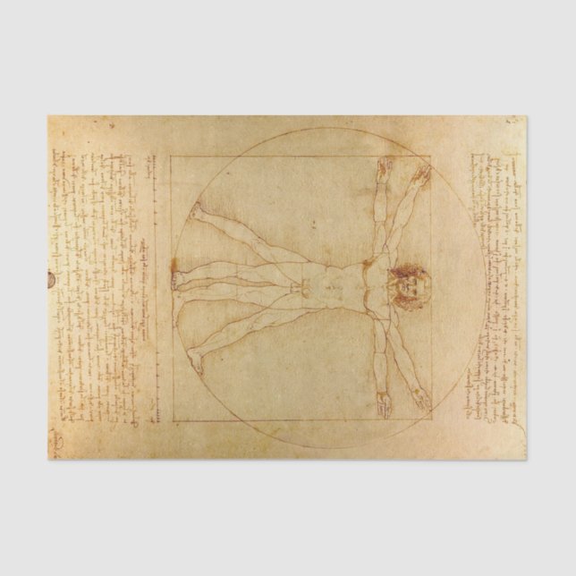 Papier Mousseline Homme vitruvien par Leonardo Da Vinci (Recto)