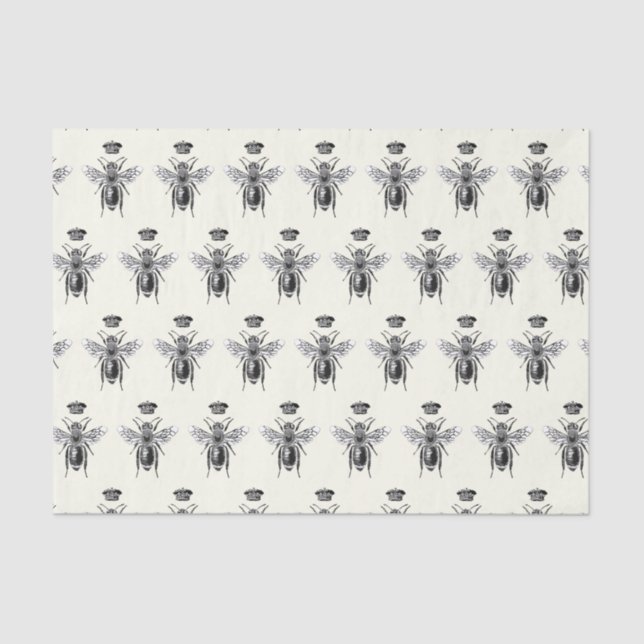 Papier Mousseline Honneur d'abeille Vintage moderne blanche (Recto)