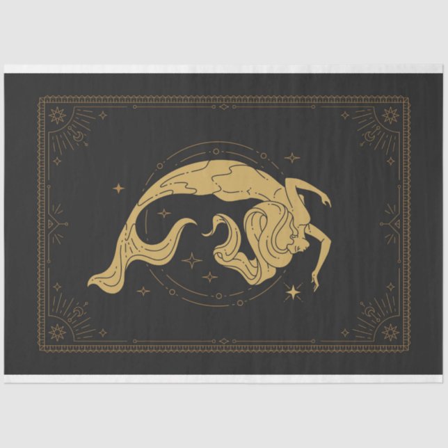 Papier Mousseline Horiscope vintage Mermaid Pise Découpage (Recto)