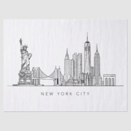Papier Mousseline Horizon de New York minimaliste en ligne art