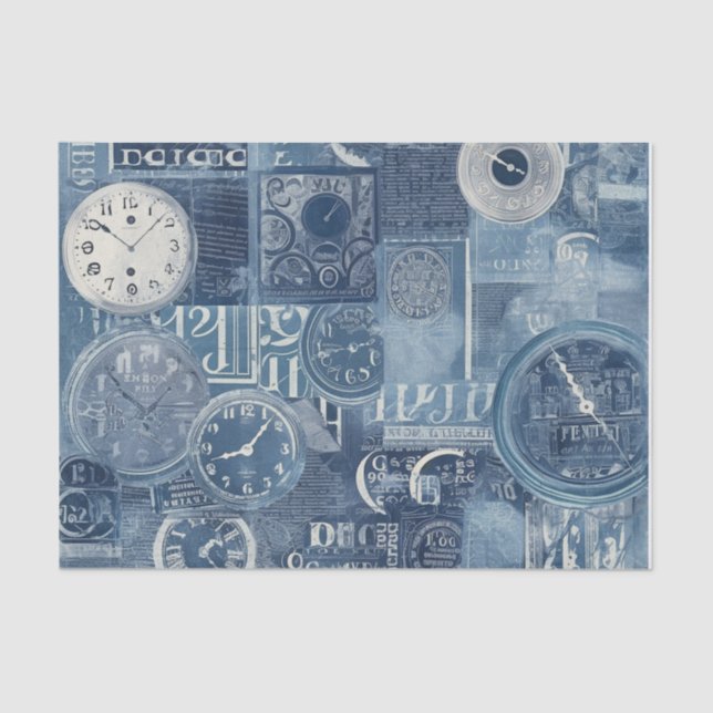 Papier Mousseline Horloge bleue (Recto)