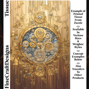 Papier Mousseline Horloge Bleue Or, Vis Engrenage Cogs DG8 Découpage