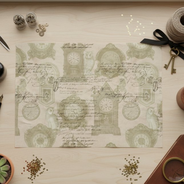 Papier Mousseline Horloge découpée gothique vintage Hibou (Créateur téléchargé)