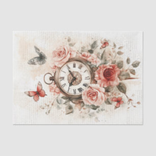 Papier Mousseline Horloge Vintage avec Écriture Manuscrite pour Déco