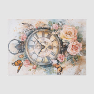 Papier Mousseline Horloge Vintage avec Écriture Manuscrite pour Déco