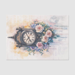 Papier Mousseline Horloge Vintage avec Écriture Manuscrite pour Déco