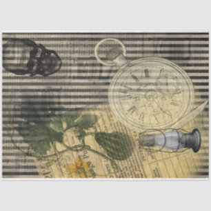 Papier Mousseline Horloge Vintage du crâne d'Halloween et Citrouille