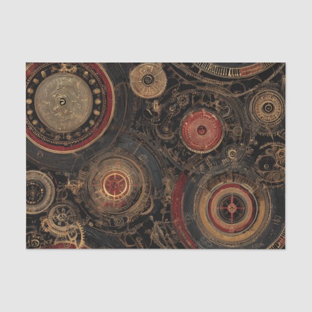 Papier Mousseline Horlogerie Steampunk & Engrenages (Recto)