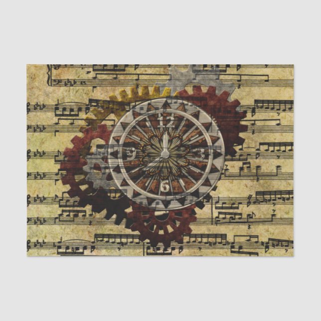 Papier Mousseline Horloges grunges et vitesses de Steampunk (Recto)