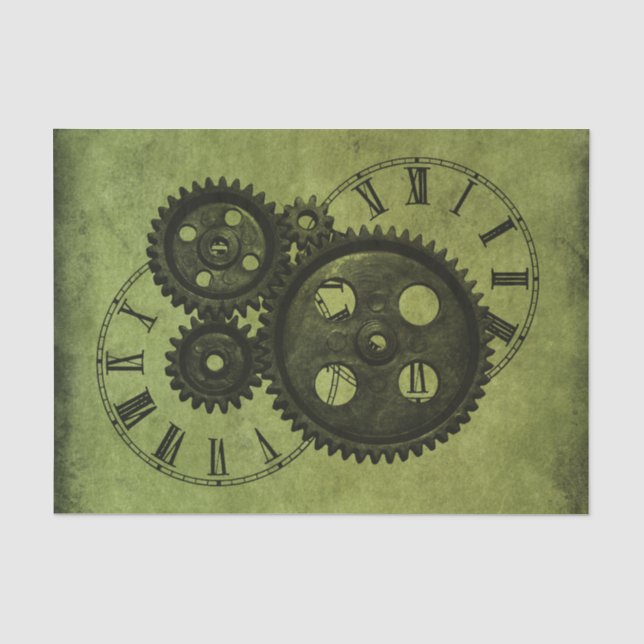 Papier Mousseline Horloges grunges et vitesses de Steampunk (Recto)