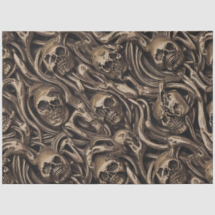 Papier Mousseline Horreur gothique hypnotique Crânes d'or Liquide