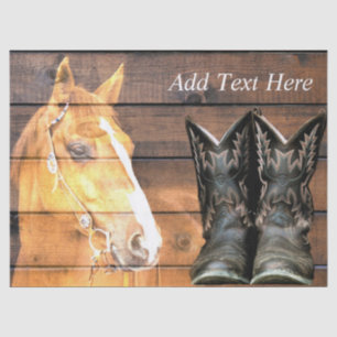 Papier Mousseline Horse Cowboy Bottes Rustic Barne