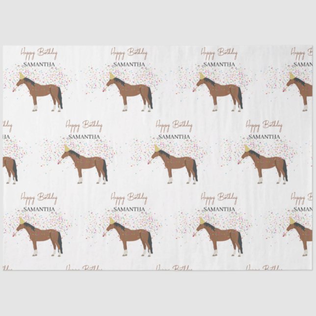 Papier Mousseline Horse Partyage Animaux de ferme Nom personnalisé A (Recto)