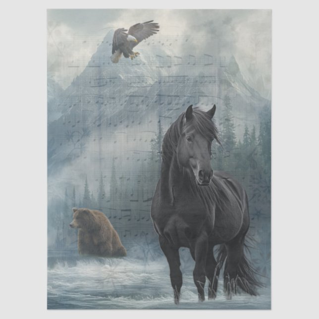 Papier Mousseline Horse Wildlife Winter Watercolor (Recto)