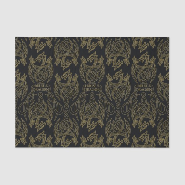 Papier Mousseline HOUSE of the Dragon | Gold Filigree Dragon Pattern (Recto)