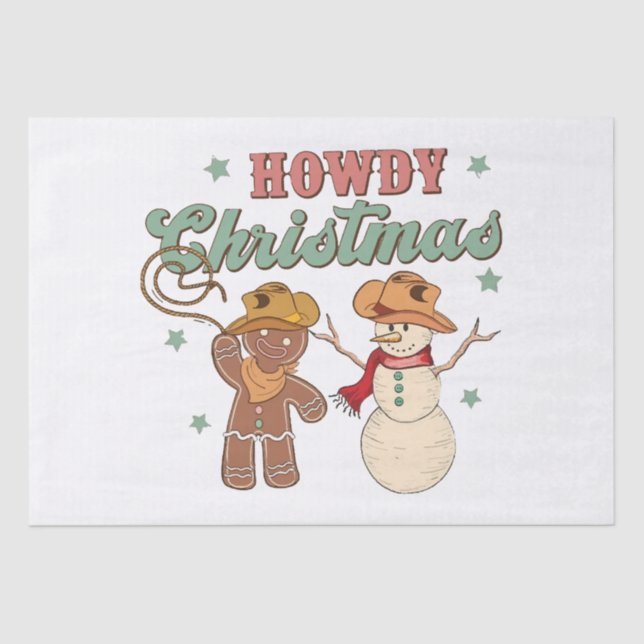 Papier Mousseline Howdy Christmas Cowboy Snowman Western Funny (Recto)