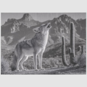Papier Mousseline Howling Coyote dans le paysage désertique