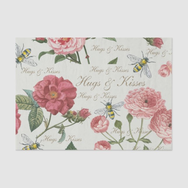 Papier Mousseline Hugs & Baisers Fleurs sauvages et abeilles domesti (Recto)