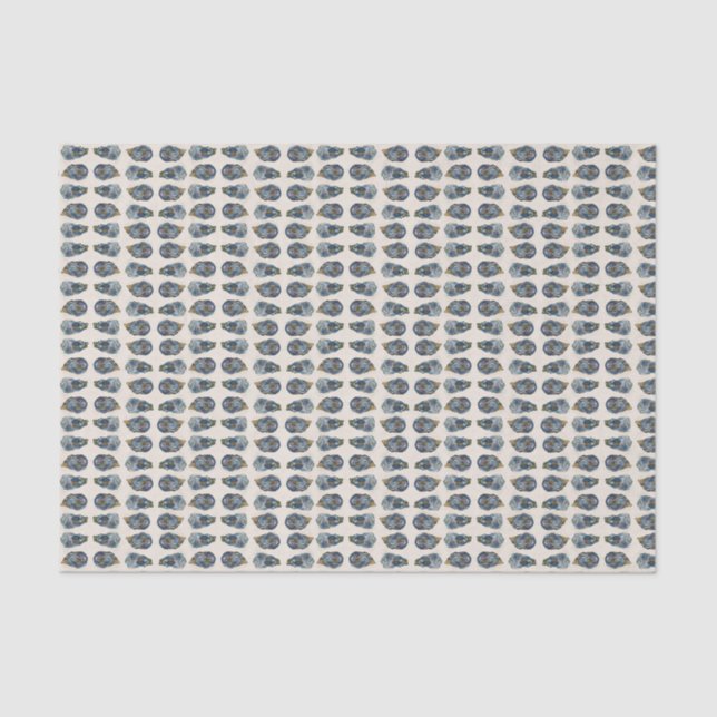 Papier Mousseline Huîtres sur le papier de mouchoir à moitié coque  (Recto)