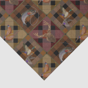 Papier Mousseline Hunt Club Plaid With Wildlife Game