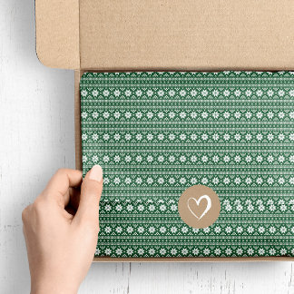 Papier Mousseline Hunter Green Fair Isle Motif de Noël