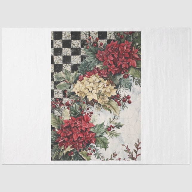 Papier Mousseline Hydragea de Noël (Recto)