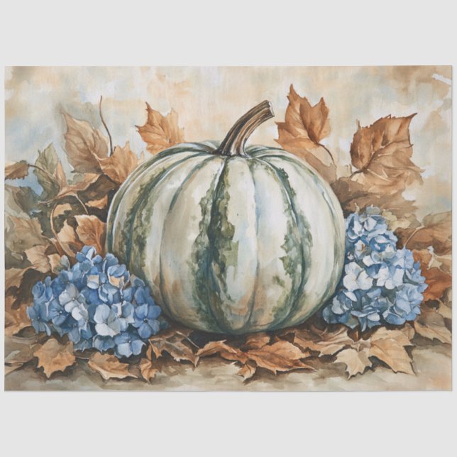 Papier Mousseline Hydrangea Bleue Citrouille de Famille (Recto)