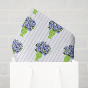 Papier Mousseline Hydrangea Bleue Vase Vert Floral Coastal