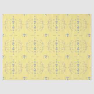 Papier Mousseline Hydrangea Block Motif jaune et bleu