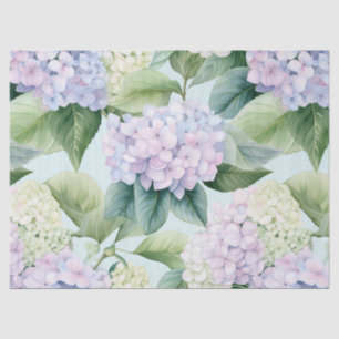 Papier Mousseline Hydrangea Blossoms Crème Lilac Blue Hues Floral