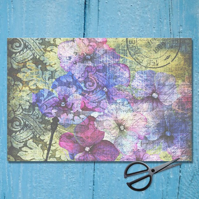 Papier Mousseline Hydrangea Petals Floral Ephemera Découpage (Créateur téléchargé)