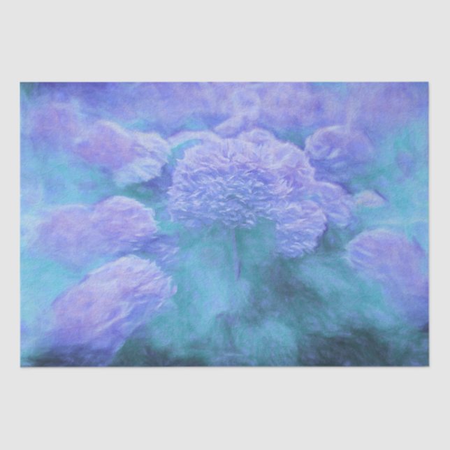 Papier Mousseline Hydrangeas Floral Chauve Turquoise Vintage (Recto)