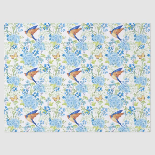 Papier Mousseline Hydrangée bleue (Recto)