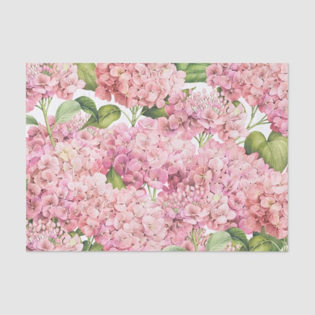 Papier Mousseline Hydrangée rose vintage Motif floral (Recto)