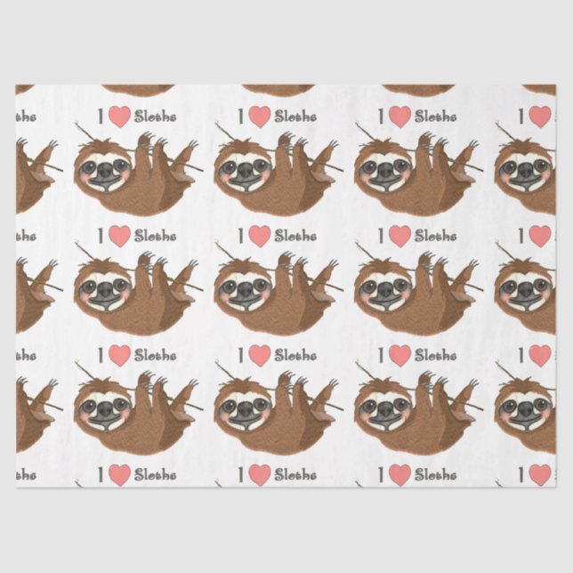 Papier Mousseline I Heart Sloths Baby Animal (Recto)