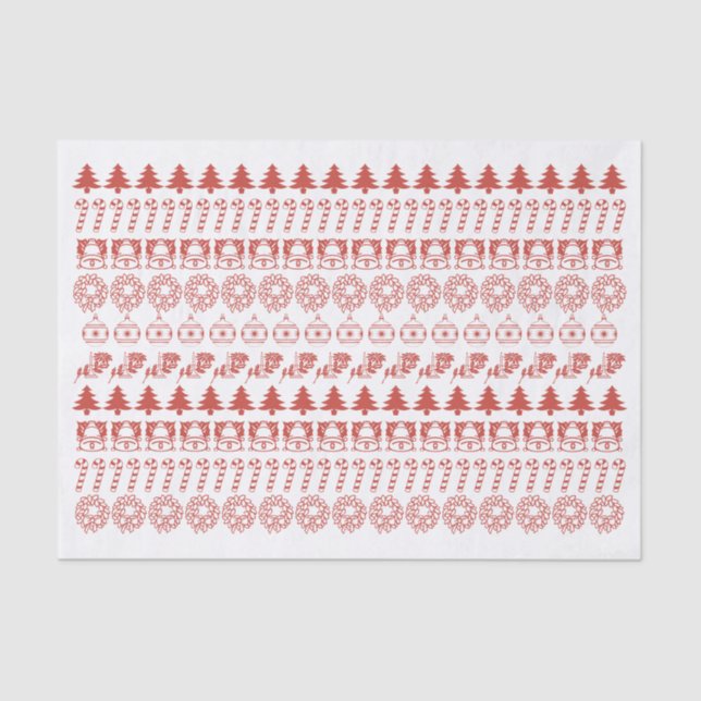 Papier Mousseline Icônes de Noël simples en rouge/blanc Motif (Recto)