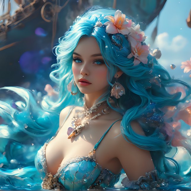 Papier Mousseline Icy Blue Elegant Mermaid Decoupage Paper (Créateur téléchargé)