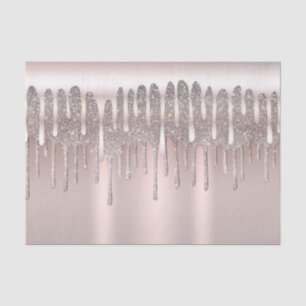 Papier Mousseline Icy Rose Rose Or Diamond Parties scintillant Drip
