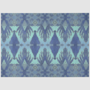 Papier Mousseline IKAT Tribal Motif Marine Blue Découpage géométriqu