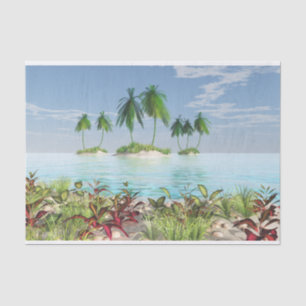 Papier Mousseline îles tropicales de palmier de la plage 3D