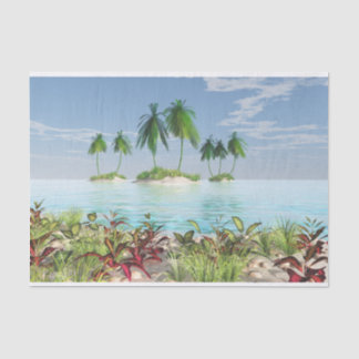 Papier Mousseline îles tropicales de palmier de la plage 3D