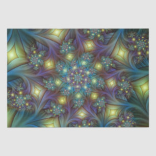 Papier Mousseline Illuminé Abstrait bleu brillant violet Fractal Art