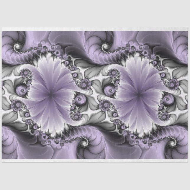 Papier Mousseline Illusion Lilac Abstrait Floral Fractal Art Imagina (Recto)