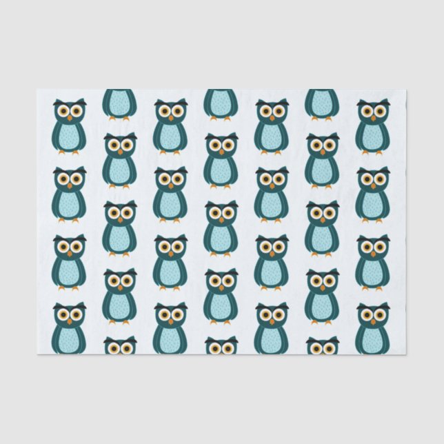 Papier Mousseline Illustration Blue Owl (Recto)