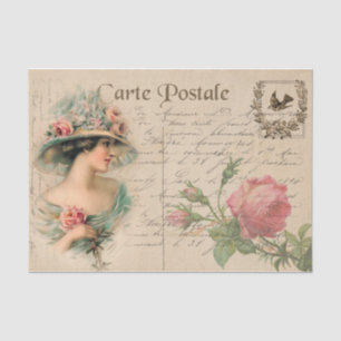 Papier Mousseline Illustration Carte Postale/Dame Victorienne Avec R