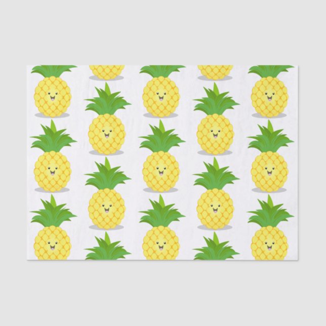 Papier Mousseline Illustration d'ananas mignon (Recto)
