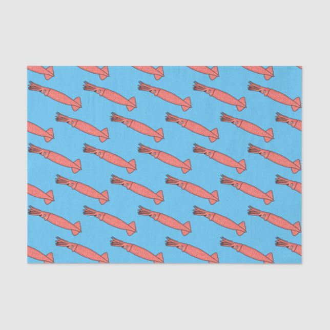 Papier Mousseline Illustration de calamar rose (Recto)