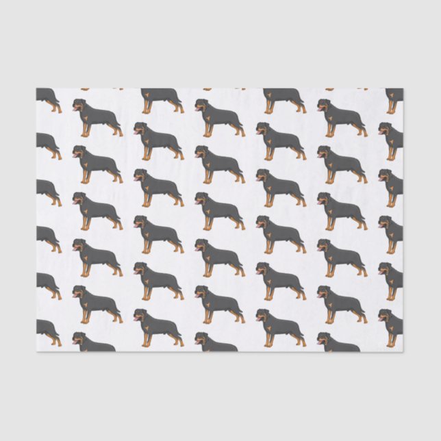 Papier Mousseline Illustration de chien Rottweiler (Recto)