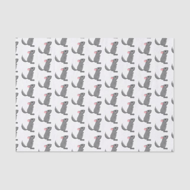 Papier Mousseline Illustration de chinchilla gris mignon (Recto)